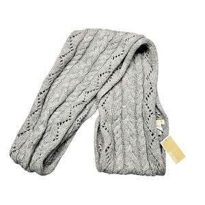 Michael Michael Kors Scarf Womens One Size Gray Cable Knit‎ Openwork Warm Winter
